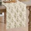 Artoid Mode Red Soft Plush Faux Fur Jacquard Patriotic Stars Memorial Day Table Runner, 4th of July Holiday Kitchen Dining Table Decoration for Home Party Decor 13×72 Inch(Beige)