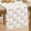 Artoid Mode Sage Green Soft Plush Faux Fur Jacquard Pink Ear Bunny Easter Table Runner, Spring Holiday Kitchen Dining Table Decoration for Home Party Decor 13×72 Inch(White)
