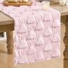 Artoid Mode Sage Green Soft Plush Faux Fur Jacquard Pink Ear Bunny Easter Table Runner, Spring Holiday Kitchen Dining Table Decoration for Home Party Decor 13×72 Inch(Pink)