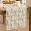 Artoid Mode White Soft Plush Faux Fur Jacquard Bunny Rabbit Easter Table Runner, Seasonal Kitchen Dining Table Decoration for Home Party Decor 13×72 Inch(Beige)