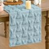 Artoid Mode White Soft Plush Faux Fur Jacquard Bunny Rabbit Easter Table Runner, Seasonal Kitchen Dining Table Decoration for Home Party Decor 13×72 Inch(Blue)