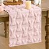 Artoid Mode White Soft Plush Faux Fur Jacquard Bunny Rabbit Easter Table Runner, Seasonal Kitchen Dining Table Decoration for Home Party Decor 13×72 Inch(Pink)