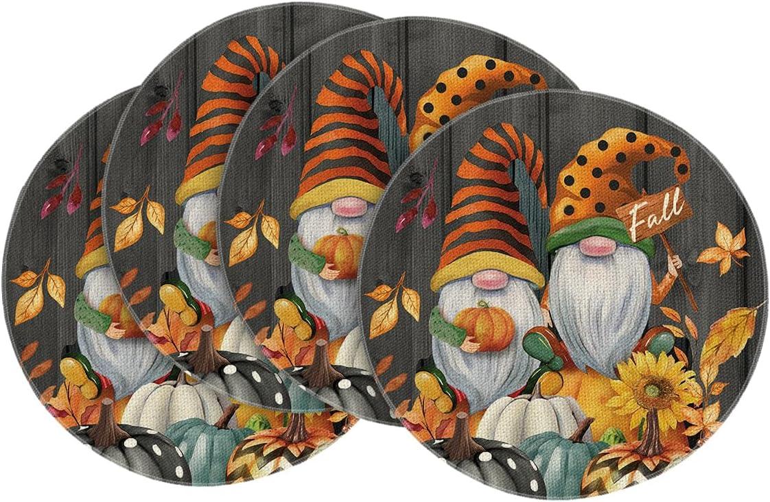 image:imageArtoid Mode Gnomes Pumpkins Fall Placemats Set of 4 12x18 Inch Seasonal Autumn Thanksgiving Table Mats for Party Kitchen Dining DecorationBlack