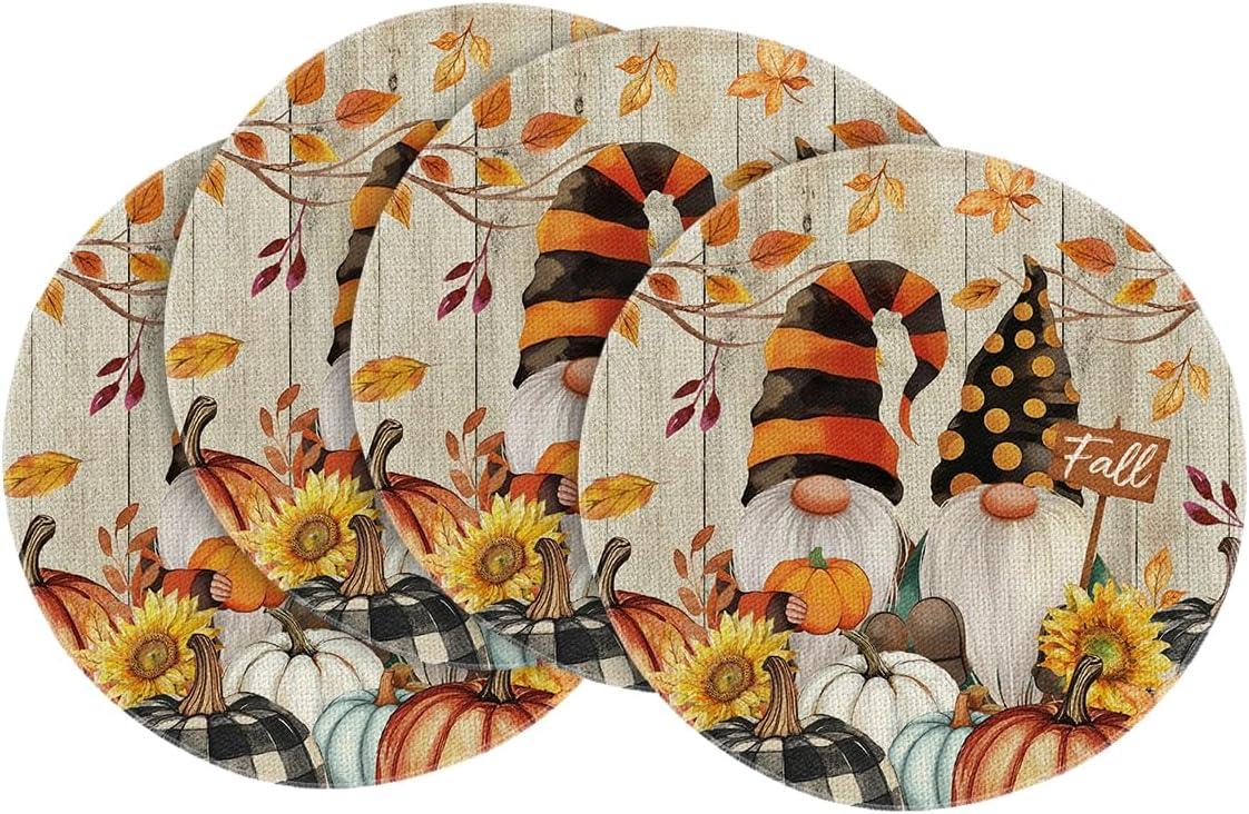 image:imageArtoid Mode Gnomes Pumpkins Fall Placemats Set of 4 12x18 Inch Seasonal Autumn Thanksgiving Table Mats for Party Kitchen Dining DecorationWood
