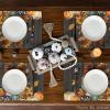 Artoid Mode Gnomes Pumpkins Fall Placemats Set of 4, 12×18 Inch Seasonal Autumn Thanksgiving Table Mats for Party Kitchen Dining Decoration(Black)