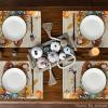 Artoid Mode Gnomes Pumpkins Fall Placemats Set of 4, 12×18 Inch Seasonal Autumn Thanksgiving Table Mats for Party Kitchen Dining Decoration(Wood)