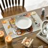 Artoid Mode Gnomes Pumpkins Fall Placemats Set of 4, 12×18 Inch Seasonal Autumn Thanksgiving Table Mats for Party Kitchen Dining Decoration(Wood)