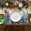 Artoid Mode Pine Trees Green Winter Placemats Set of 4, 12×18 Inch Seasonal Holiday Christmas Place Mats for Party Dining Table(Blue)