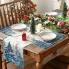 Artoid Mode Pine Trees Green Winter Placemats Set of 4, 12×18 Inch Seasonal Holiday Christmas Place Mats for Party Dining Table(Blue)