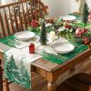 Artoid Mode Pine Trees Green Winter Placemats Set of 4, 12×18 Inch Seasonal Holiday Christmas Place Mats for Party Dining Table(Green)