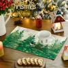 Artoid Mode Pine Trees Green Winter Placemats Set of 4, 12×18 Inch Seasonal Holiday Christmas Place Mats for Party Dining Table(Green)