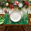 Artoid Mode Pine Trees Green Winter Placemats Set of 4, 12×18 Inch Seasonal Holiday Christmas Place Mats for Party Dining Table(Green)