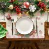 Artoid Mode Pink Gingerbread Gifts Merry Christmas Placemats Set of 4, 12×18 Inch Seasonal Winter Holiday Table Mats for Party Kitchen Dining Decoration