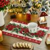 Artoid Mode Poinsettia Pine Cone Christmas Placemats Set of 4, 12×18 Inch Seasonal Winter Holiday Table Mats for Party Dining Decoration(Red)