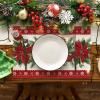 Artoid Mode Poinsettia Pine Cone Christmas Placemats Set of 4, 12×18 Inch Seasonal Winter Holiday Table Mats for Party Dining Decoration(Red)
