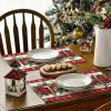 Artoid Mode Poinsettia Pine Cone Christmas Placemats Set of 4, 12×18 Inch Seasonal Winter Holiday Table Mats for Party Dining Decoration(Red)