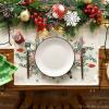 Artoid Mode Red Nutcracker Floral Holly Christmas Placemats Set of 4, 12×18 Inch Seasonal Winter Table Mats for Party Kitchen Dining Decoration(Beige/Pink)