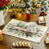 Artoid Mode Red Nutcracker Floral Holly Christmas Placemats Set of 4, 12×18 Inch Seasonal Winter Table Mats for Party Kitchen Dining Decoration(Beige/Pink)