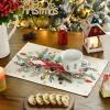 Artoid Mode Red Nutcracker Floral Holly Christmas Placemats Set of 4, 12×18 Inch Seasonal Winter Table Mats for Party Kitchen Dining Decoration(Multicolor)
