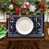 Artoid Mode Reindeer Snowflakes Winter Placemats Set of 4, 12×18 Inch Seasonal Red Fair Isle Table Mats for Party Kitchen Dining Decoration(Nevy Blue)