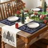 Artoid Mode Reindeer Snowflakes Winter Placemats Set of 4, 12×18 Inch Seasonal Red Fair Isle Table Mats for Party Kitchen Dining Decoration(Nevy Blue)