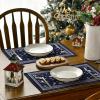 Artoid Mode Reindeer Snowflakes Winter Placemats Set of 4, 12×18 Inch Seasonal Red Fair Isle Table Mats for Party Kitchen Dining Decoration(Nevy Blue)