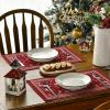 Artoid Mode Reindeer Snowflakes Winter Placemats Set of 4, 12×18 Inch Seasonal Red Fair Isle Table Mats for Party Kitchen Dining Decoration(Red)