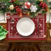 Artoid Mode Reindeer Snowflakes Winter Placemats Set of 4, 12×18 Inch Seasonal Red Fair Isle Table Mats for Party Kitchen Dining Decoration(Red)