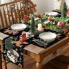Artoid Mode Snowman Tree Gingerbread Wood Christmas Placemats Set of 4, 12×18 Inch Seasonal Winter Holiday Table Mats for Party Kitchen Dining Decoration(Black)