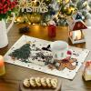 Artoid Mode Snowman Tree Gingerbread Wood Christmas Placemats Set of 4, 12×18 Inch Seasonal Winter Holiday Table Mats for Party Kitchen Dining Decoration(Beige)