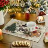 Artoid Mode Snowman Tree Gingerbread Wood Christmas Placemats Set of 4, 12×18 Inch Seasonal Winter Holiday Table Mats for Party Kitchen Dining Decoration(Wood)