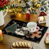 Artoid Mode Snowman Tree Gingerbread Wood Christmas Placemats Set of 4, 12×18 Inch Seasonal Winter Holiday Table Mats for Party Kitchen Dining Decoration(Black)