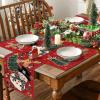 Artoid Mode Snowman Tree Gingerbread Wood Christmas Placemats Set of 4, 12×18 Inch Seasonal Winter Holiday Table Mats for Party Kitchen Dining Decoration(Red)