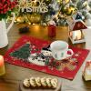 Artoid Mode Snowman Tree Gingerbread Wood Christmas Placemats Set of 4, 12×18 Inch Seasonal Winter Holiday Table Mats for Party Kitchen Dining Decoration(Red)