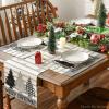 Artoid Mode Stripes Pine Trees Snowflake Merry Christmas Placemats Set of 4, 12×18 Inch Winter Xmas Table Mats for Party Kitchen Dining Decoration