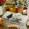 Artoid Mode Stripes Pine Trees Snowflake Merry Christmas Placemats Set of 4, 12×18 Inch Winter Xmas Table Mats for Party Kitchen Dining Decoration