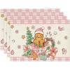 Artoid Mode Pink Gingerbread Gifts Merry Christmas Placemats Set of 4, 12×18 Inch Seasonal Winter Holiday Table Mats for Party Kitchen Dining Decoration