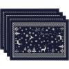 Artoid Mode Reindeer Snowflakes Winter Placemats Set of 4, 12×18 Inch Seasonal Red Fair Isle Table Mats for Party Kitchen Dining Decoration(Nevy Blue)