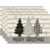 Artoid Mode Stripes Pine Trees Snowflake Merry Christmas Placemats Set of 4, 12×18 Inch Winter Xmas Table Mats for Party Kitchen Dining Decoration
