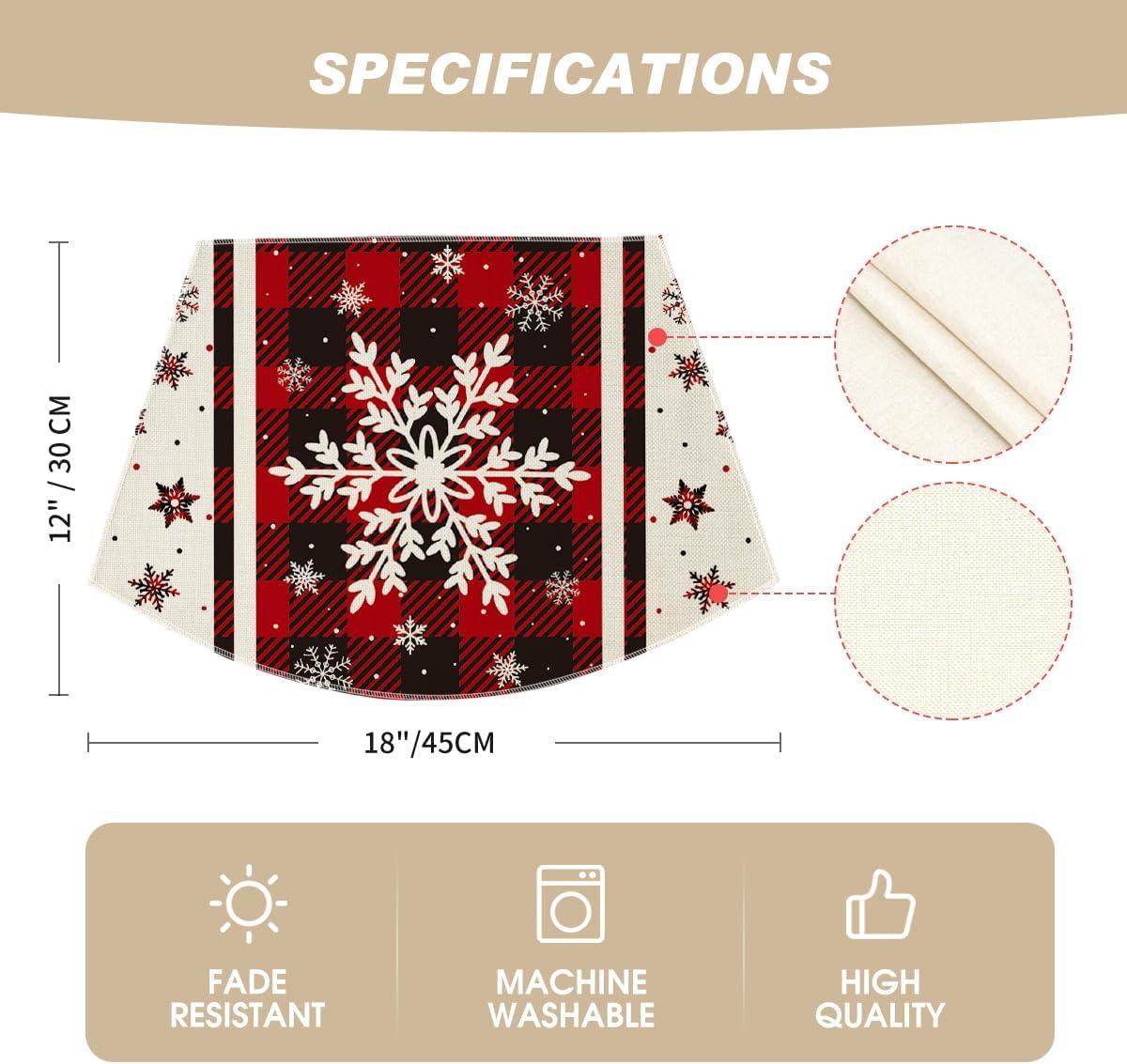image:imageArtoid Mode Gray Buffalo Plaid Snowflakes Winter Placemats Set of 4 12x18 Inch Christmas Table Mats for Party Kitchen Dining DecorationRed