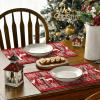 Artoid Mode Fair Isle Pattern Deers Winter Placemats Set of 4, 12×18 Inch Christmas Table Mats for Table Runner Party Kitchen Dining Decoration(Red)