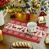 Artoid Mode Fair Isle Pattern Deers Winter Placemats Set of 4, 12×18 Inch Christmas Table Mats for Table Runner Party Kitchen Dining Decoration(Red/Beige)