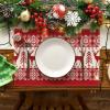 Artoid Mode Fair Isle Pattern Deers Winter Placemats Set of 4, 12×18 Inch Christmas Table Mats for Table Runner Party Kitchen Dining Decoration(Red/Beige)