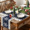 Artoid Mode Gray Buffalo Plaid Snowflakes Winter Placemats Set of 4, 12×18 Inch Christmas Table Mats for Party Kitchen Dining Decoration(Blue)