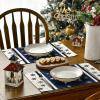 Artoid Mode Gray Buffalo Plaid Snowflakes Winter Placemats Set of 4, 12×18 Inch Christmas Table Mats for Party Kitchen Dining Decoration(Blue)
