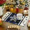 Artoid Mode Gray Buffalo Plaid Snowflakes Winter Placemats Set of 4, 12×18 Inch Christmas Table Mats for Party Kitchen Dining Decoration(Blue)
