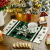 Artoid Mode Gray Buffalo Plaid Snowflakes Winter Placemats Set of 4, 12×18 Inch Christmas Table Mats for Party Kitchen Dining Decoration(Green)