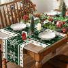 Artoid Mode Gray Buffalo Plaid Snowflakes Winter Placemats Set of 4, 12×18 Inch Christmas Table Mats for Party Kitchen Dining Decoration(Green)