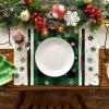 Artoid Mode Gray Buffalo Plaid Snowflakes Winter Placemats Set of 4, 12×18 Inch Christmas Table Mats for Party Kitchen Dining Decoration(Green)
