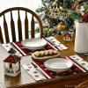 Artoid Mode Gray Buffalo Plaid Snowflakes Winter Placemats Set of 4, 12×18 Inch Christmas Table Mats for Party Kitchen Dining Decoration(Red)